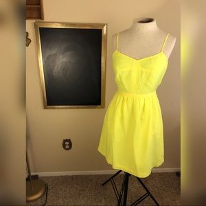 NWT J Crew neon yellow spaghetti strap dress